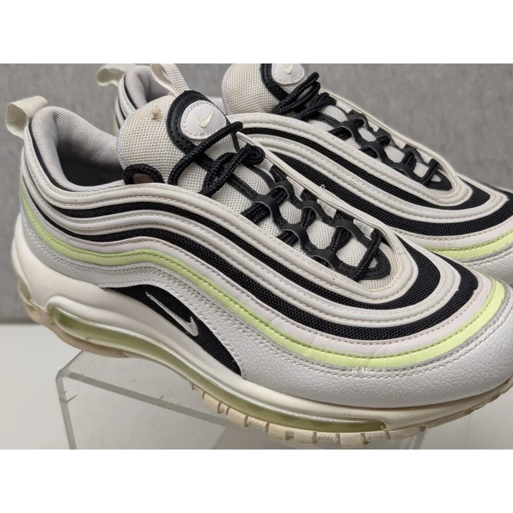 EUC Nike Air Max 97 Running Shoes Athletic Casual Gym Sz 8 White-Black-Volt